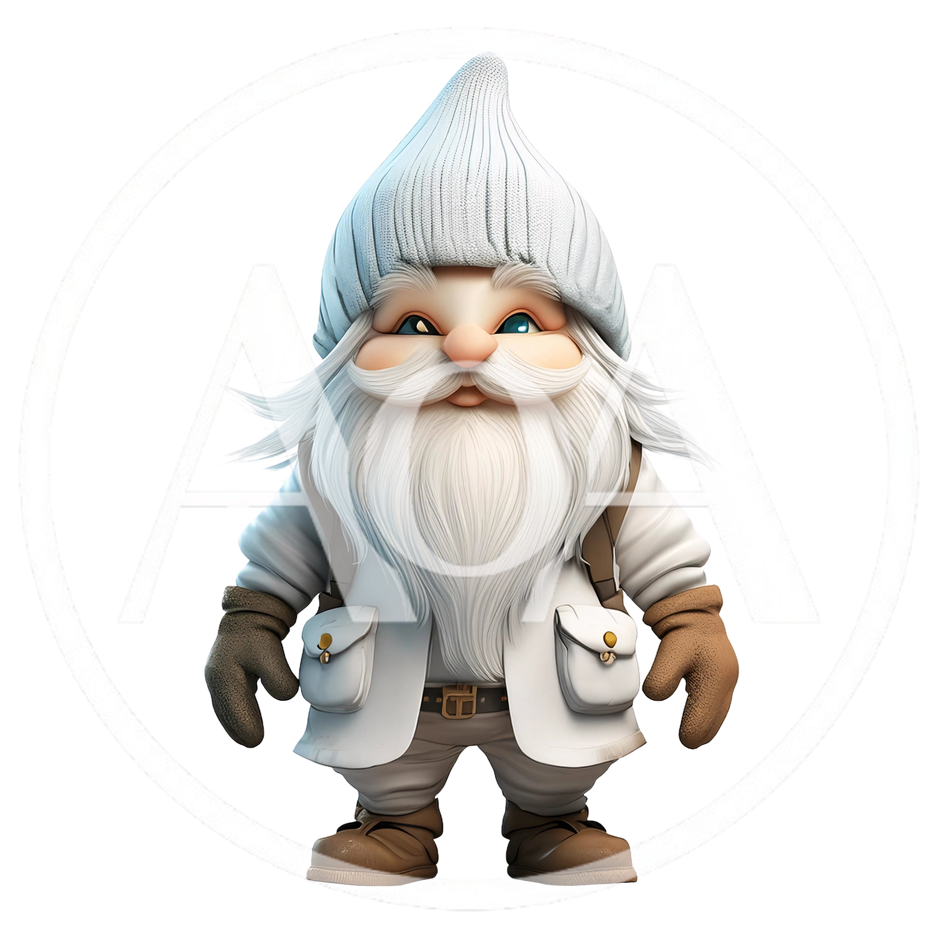 3D Render Of A Cute Winter Gnome Character