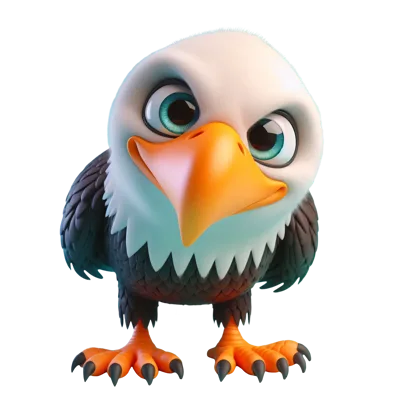 Cute Cartoon Bald Eagle Character Standing