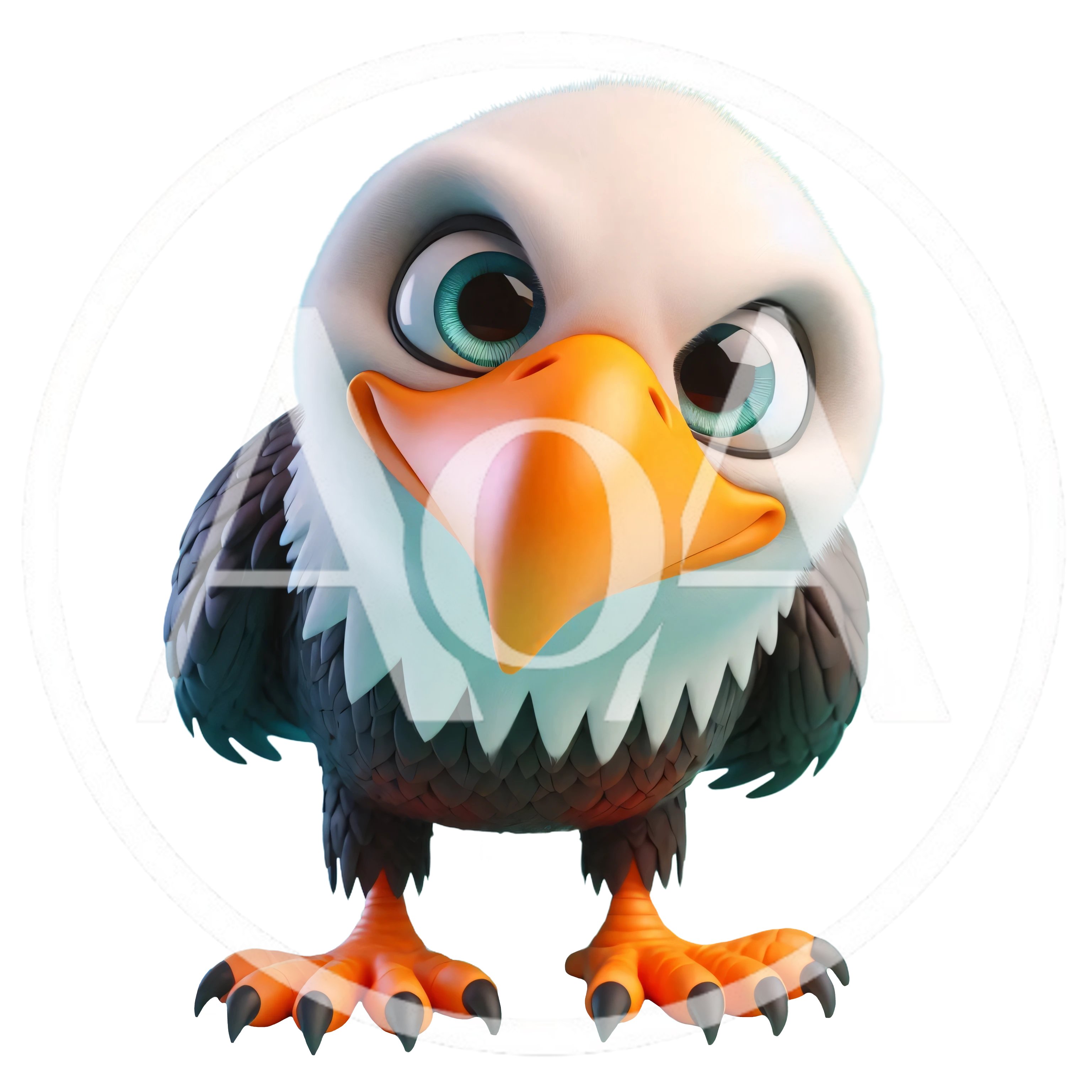 Cute Cartoon Bald Eagle Character Standing