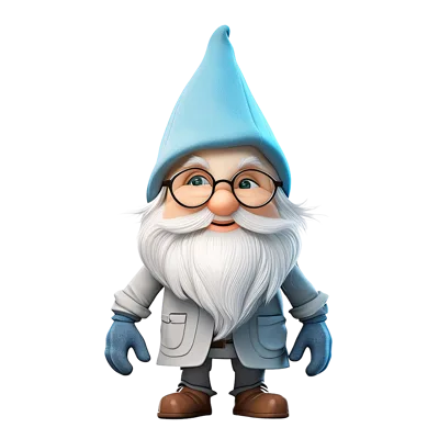 3D Rendered Cartoon Gnome With Blue Hat And Glasses