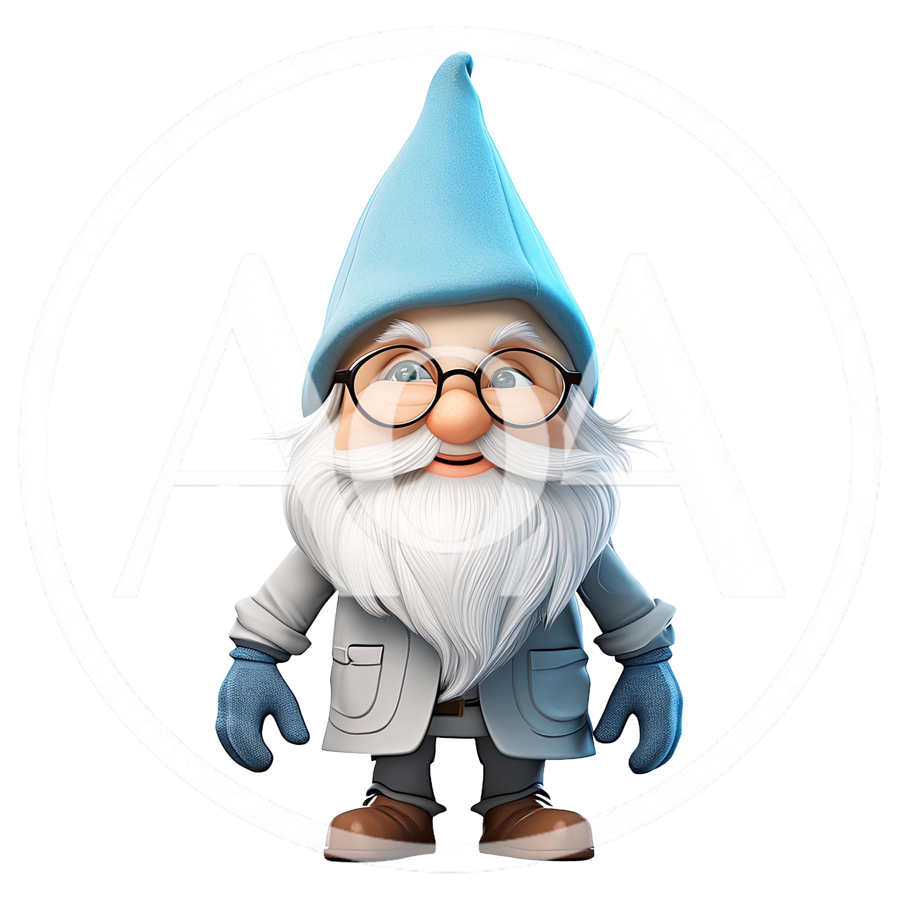 3D Rendered Cartoon Gnome With Blue Hat And Glasses