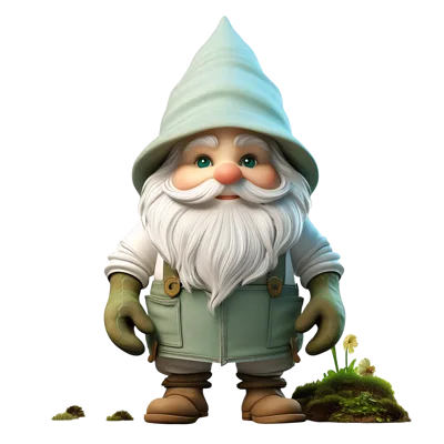 Cute Garden Gnome Standing On White Background