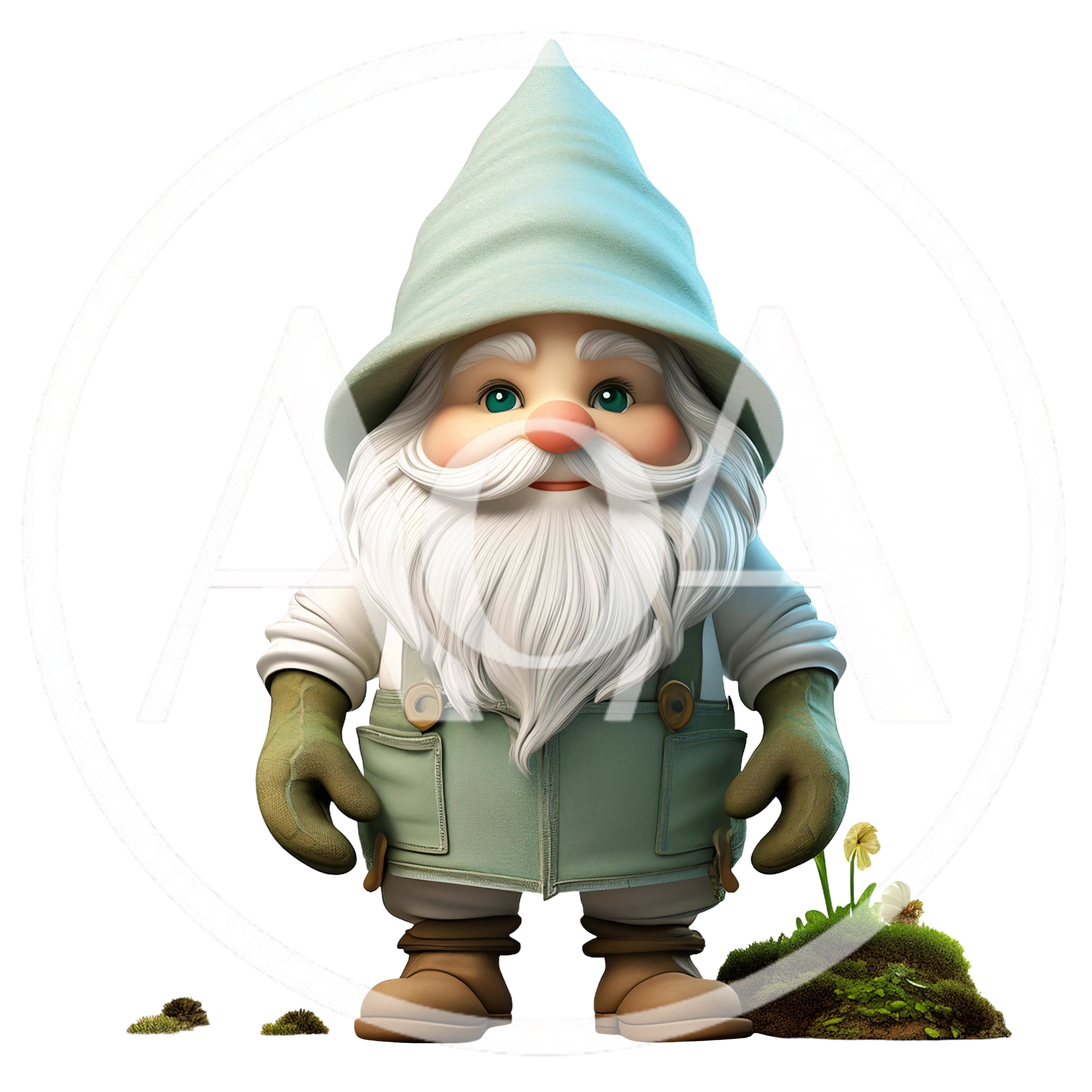 Cute Garden Gnome Standing On White Background