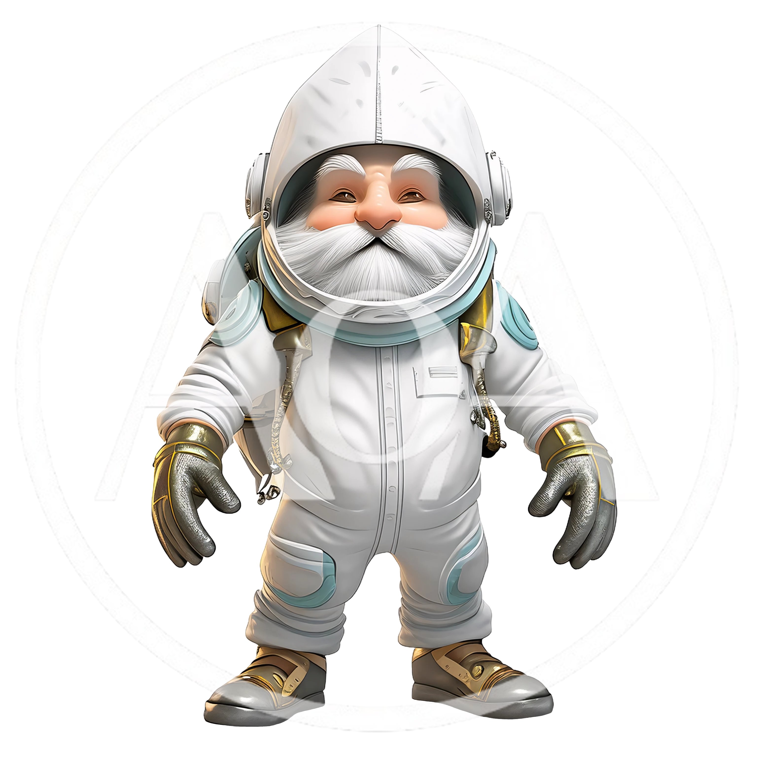 Astronaut Gnome Character In White Space Suit