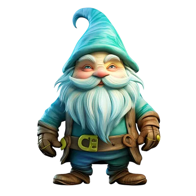 3D Rendered Cartoon Gnome With Blue Hat