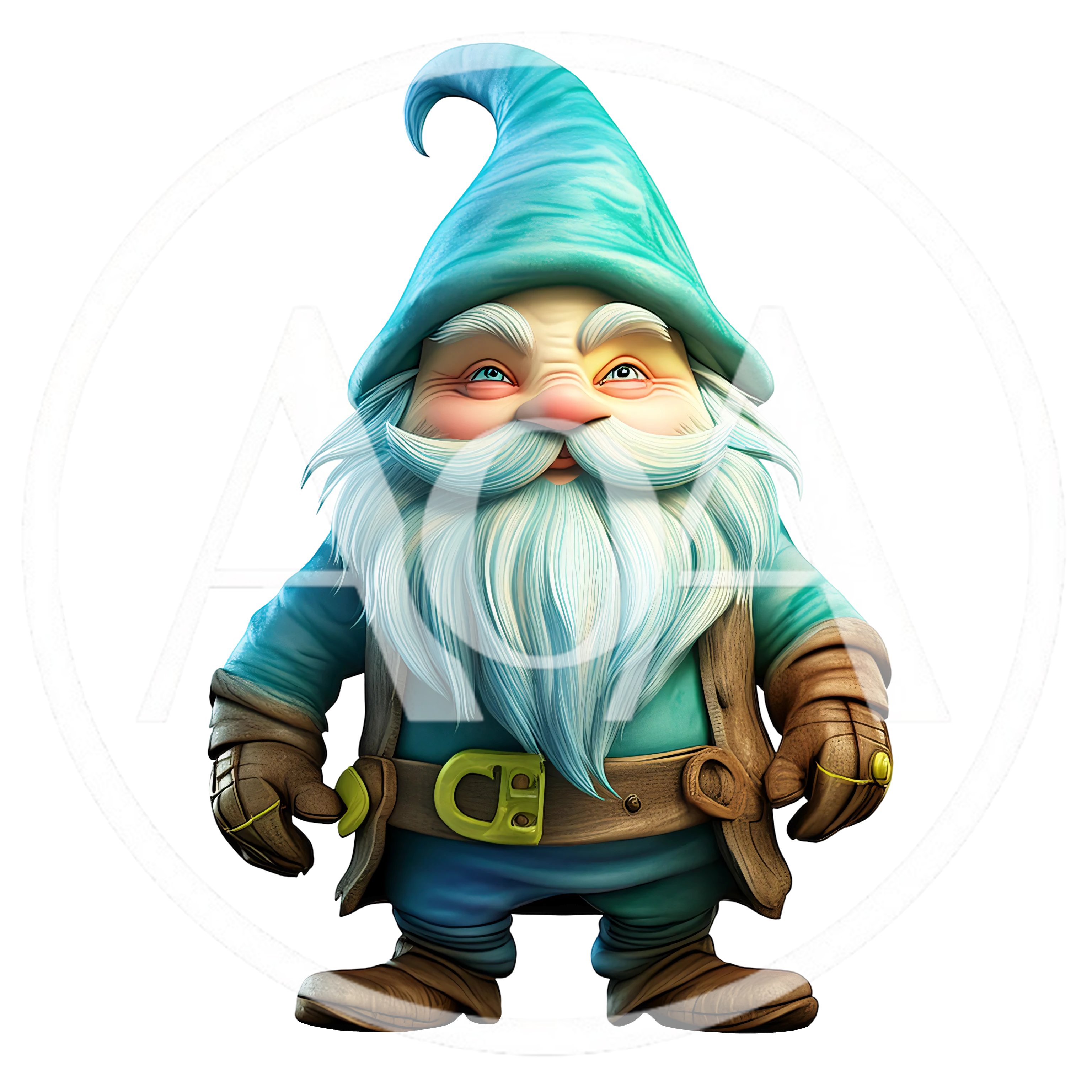 3D Rendered Cartoon Gnome With Blue Hat