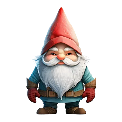 Cute Garden Gnome With Red Hat And White Beard