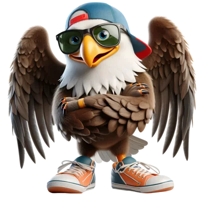 Cool Cartoon Eagle Wearing Sunglasses And Sneakers