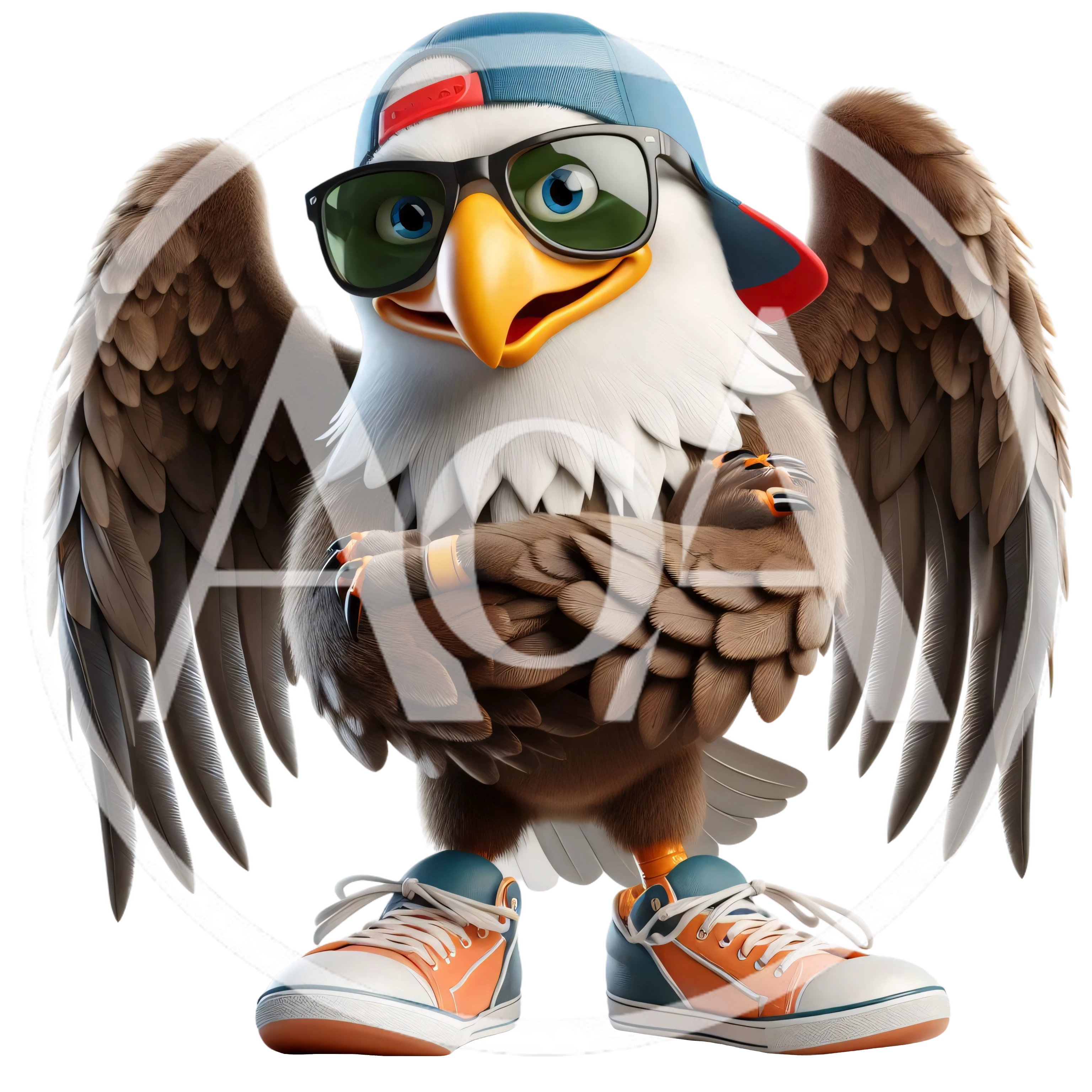 Cool Cartoon Eagle Wearing Sunglasses And Sneakers