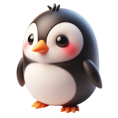 Cute 3D Rendered Baby Penguin Character