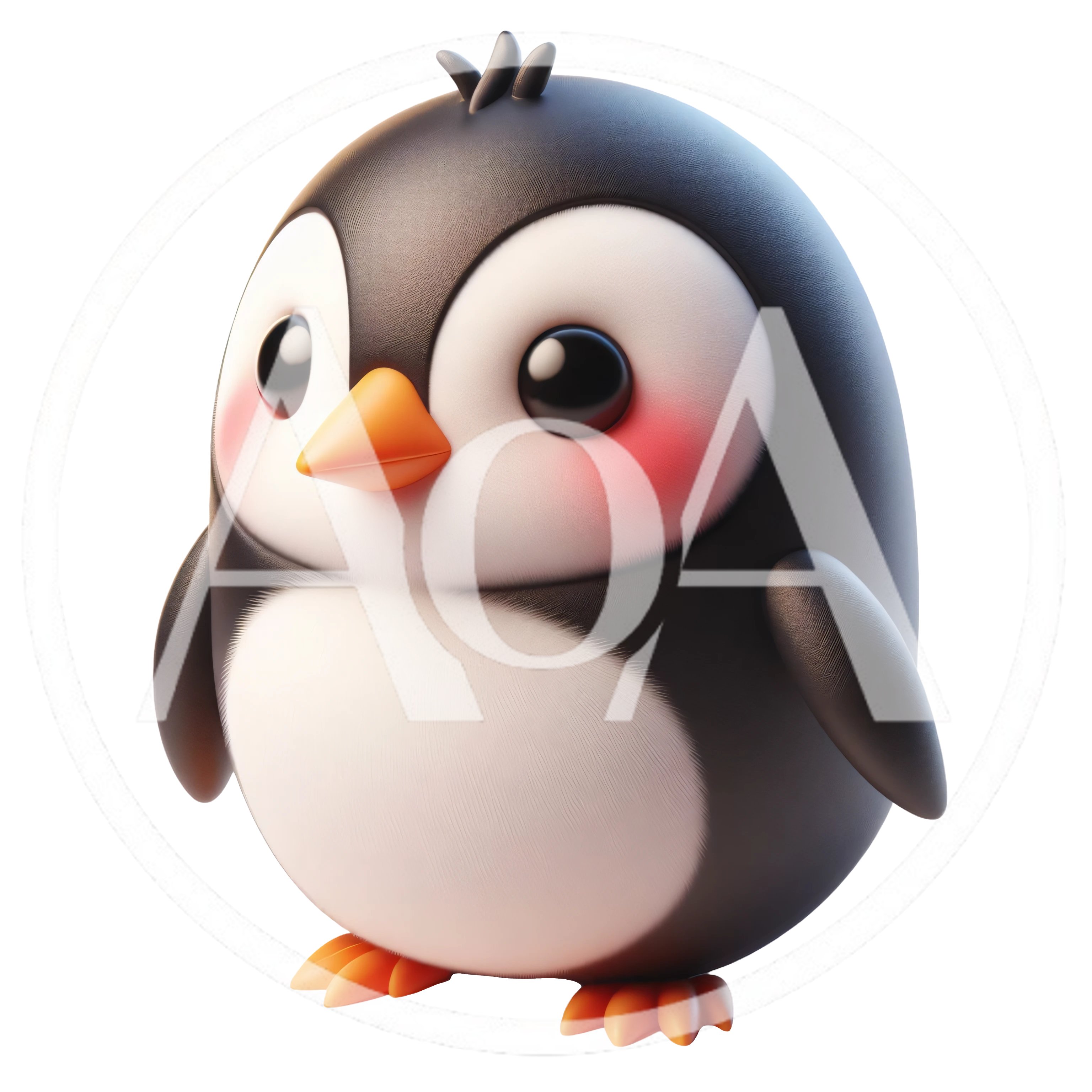 Cute 3D Rendered Baby Penguin Character