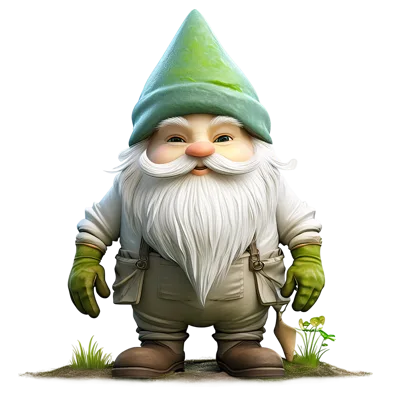 Cute Garden Gnome Standing On Grass