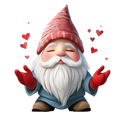 Cute Gnome With Red Hat And Hearts