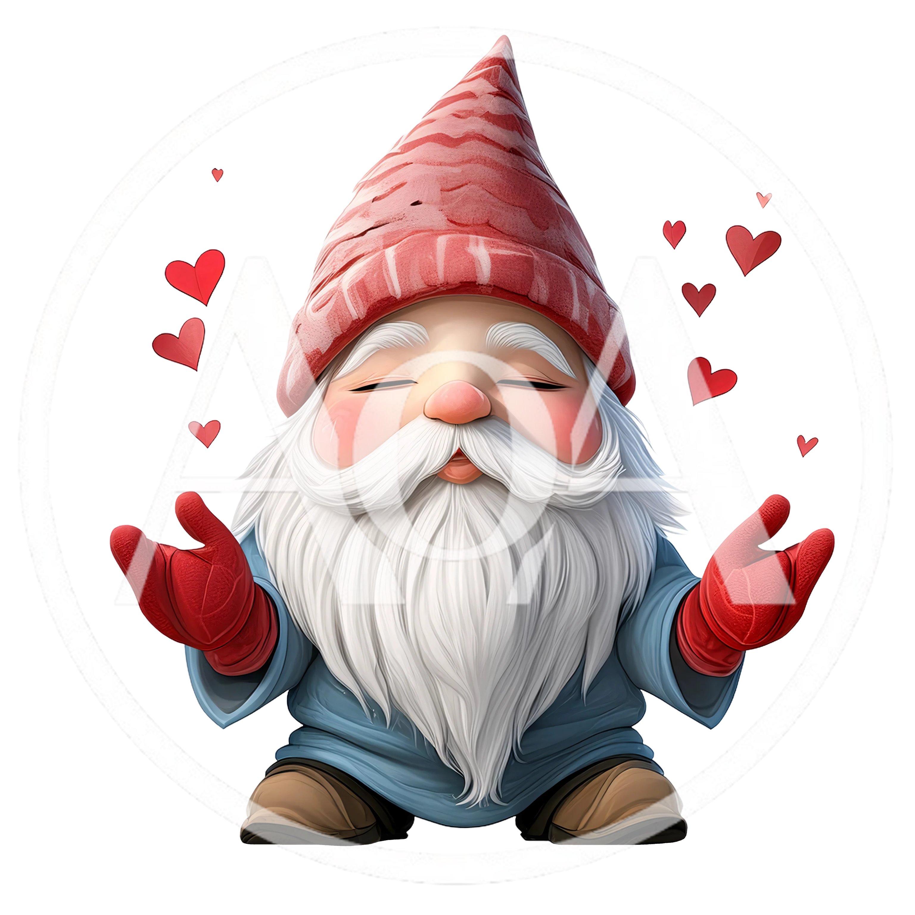 Cute Gnome With Red Hat And Hearts