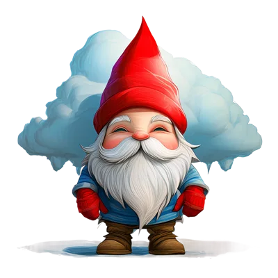 Cute Garden Gnome With Red Hat And White Beard