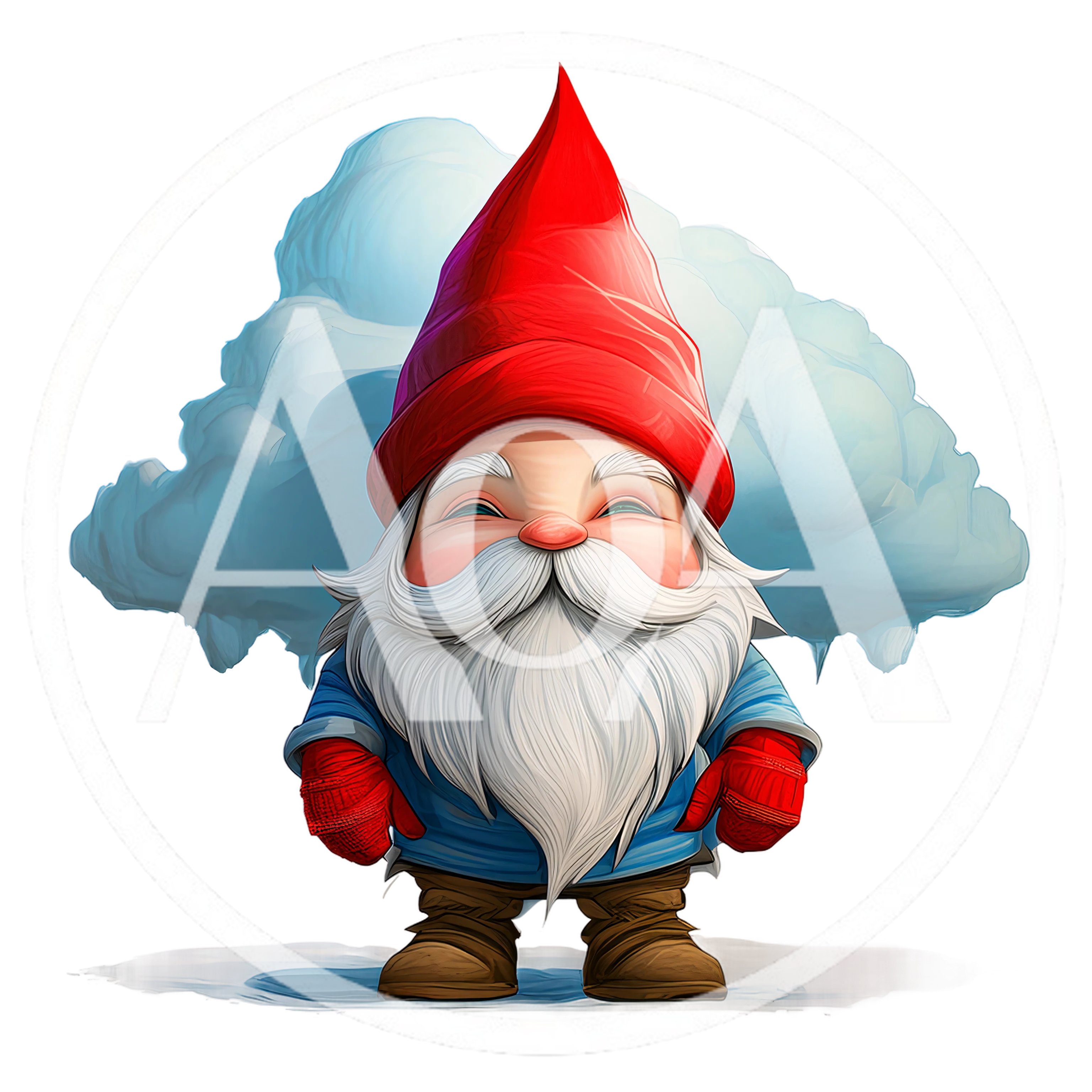 Cute Garden Gnome With Red Hat And White Beard