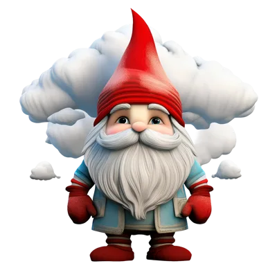 Cute Garden Gnome With Red Hat And White Beard