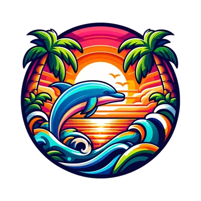 Vibrant Dolphin Jumping Over Ocean Waves At Sunset