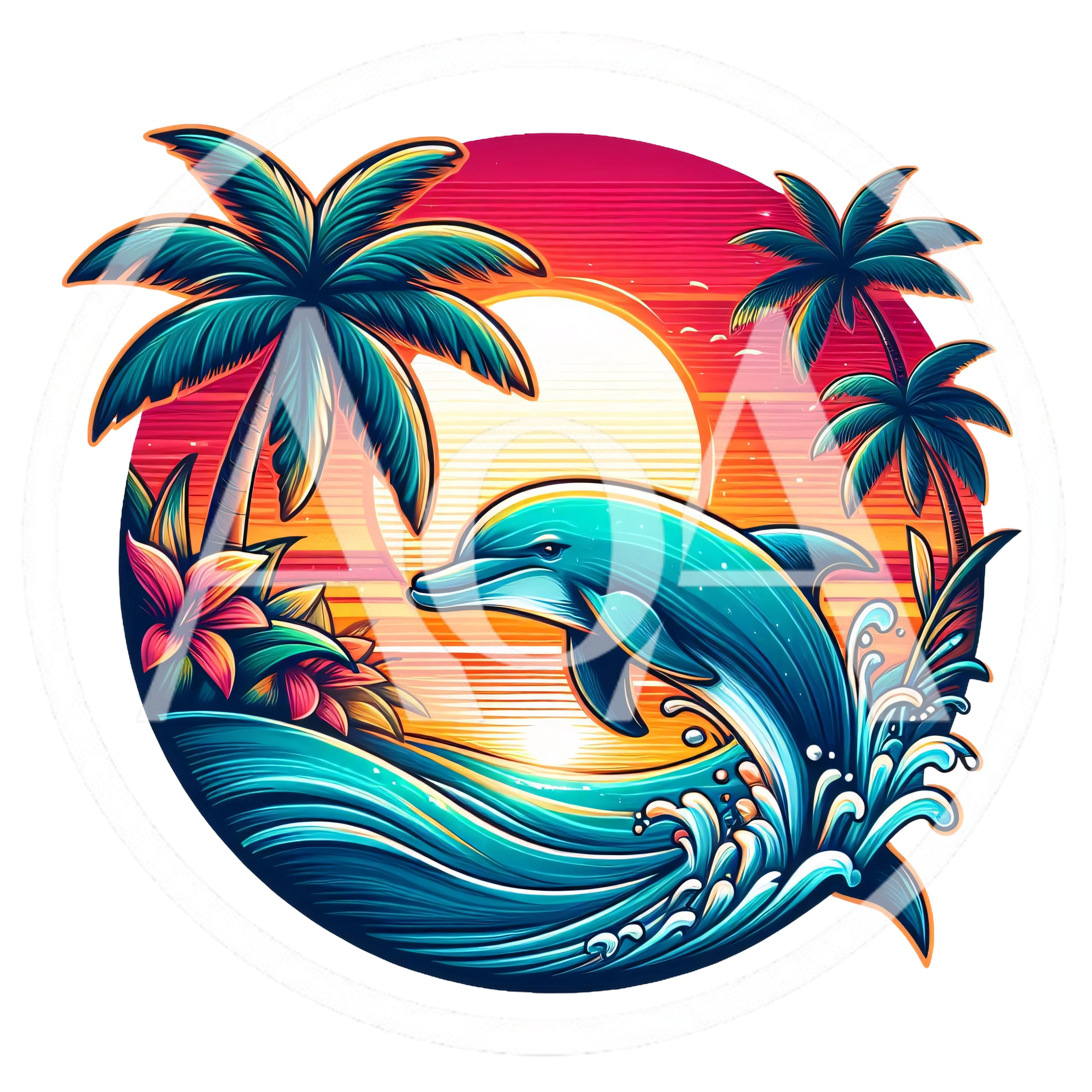 Dolphin Jumping From Ocean Waves At Sunset