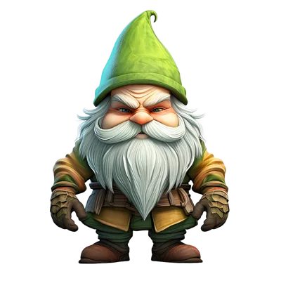 Grumpy Garden Gnome Character With White Beard