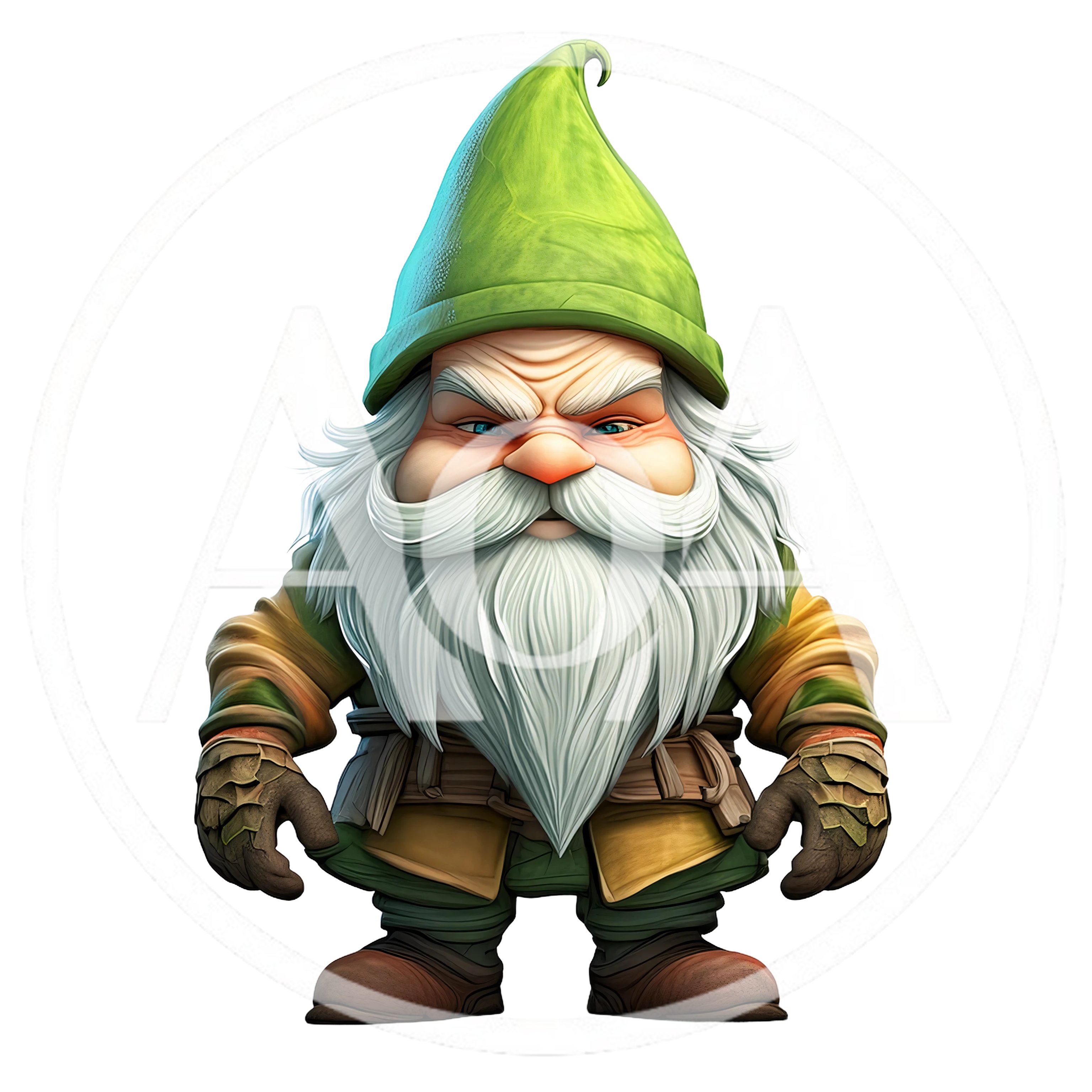 Grumpy Garden Gnome Character With White Beard