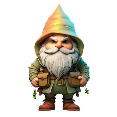 3D Render Of A Grumpy Fantasy Garden Gnome