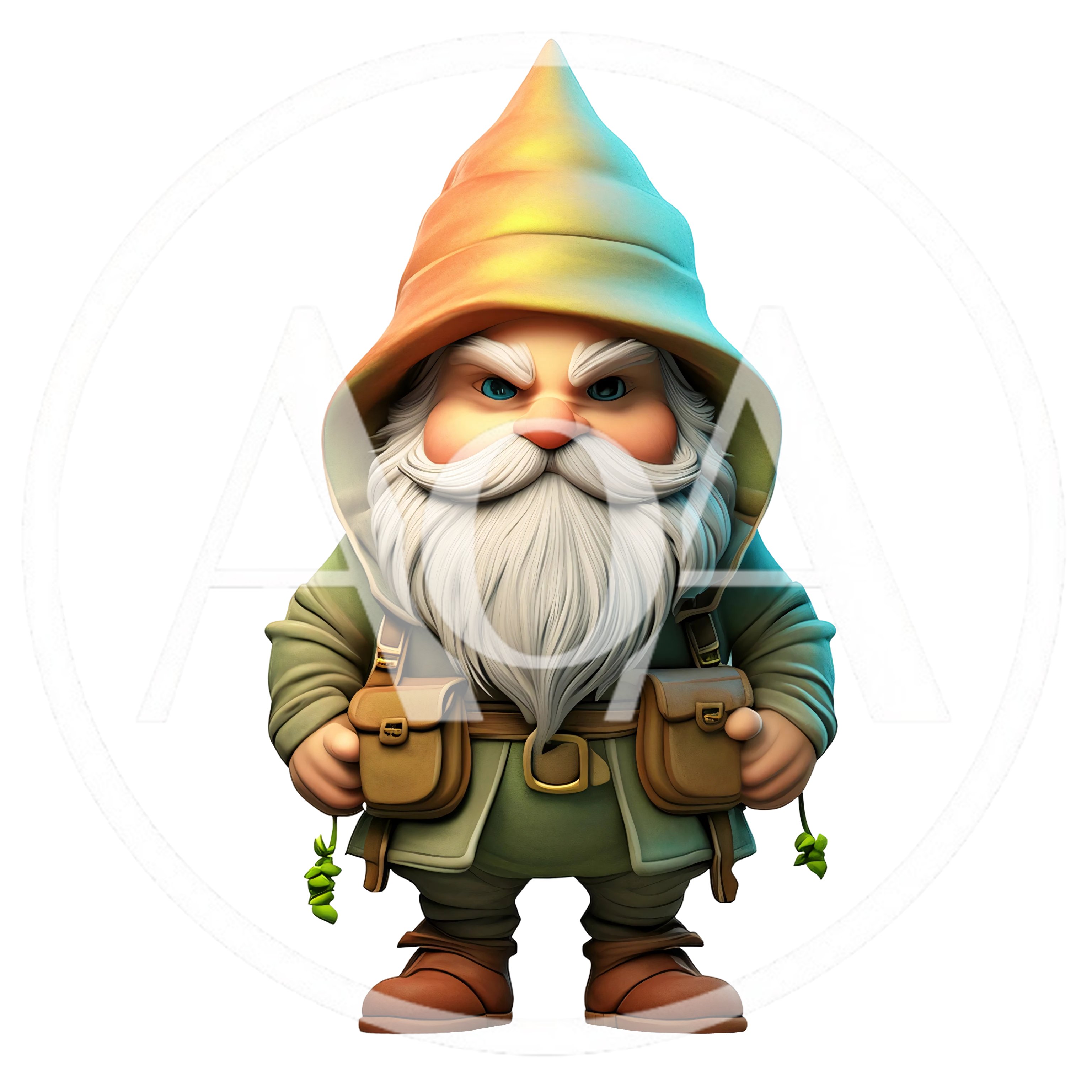 3D Render Of A Grumpy Fantasy Garden Gnome
