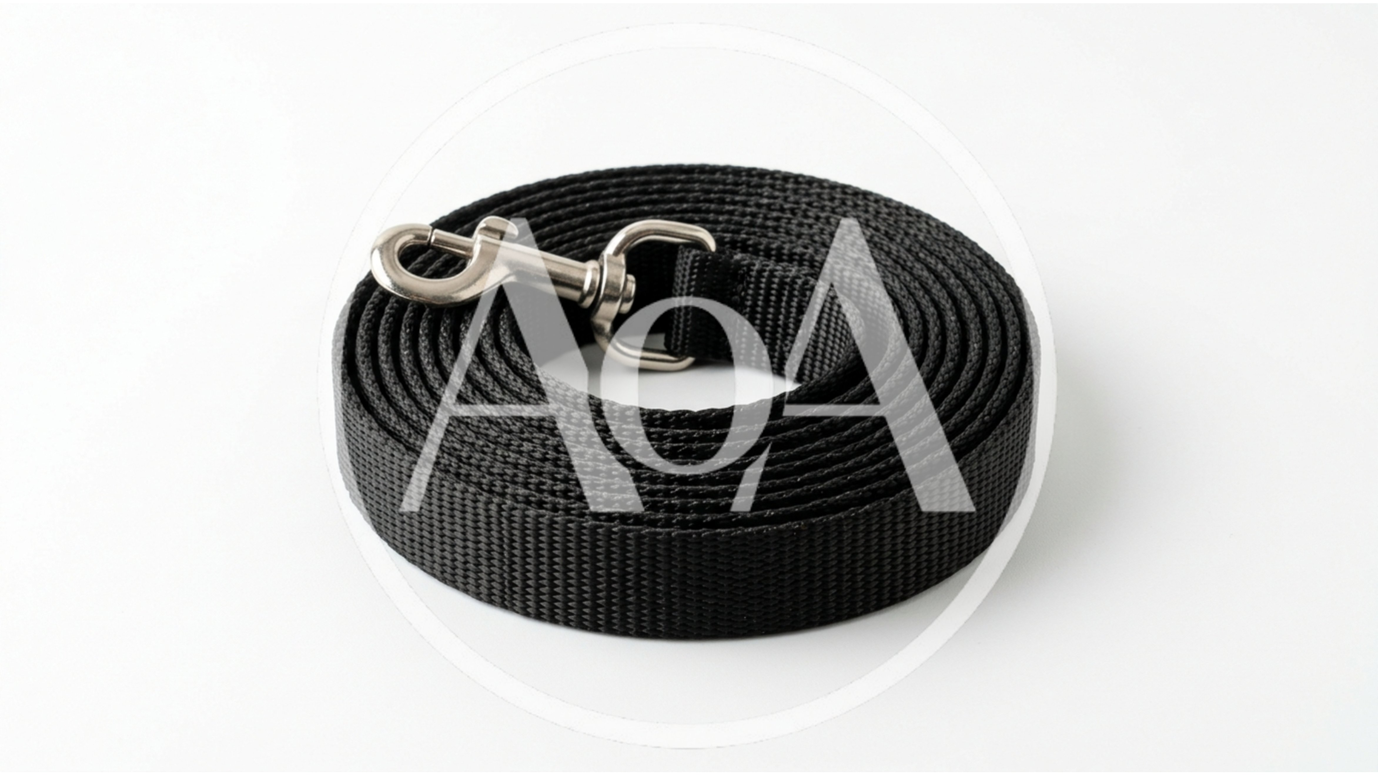 Coiled Black Nylon Dog Leash With Metal Clip