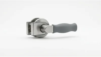Modern Brushed Metal Door Handle With Grey Grip