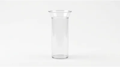 Clear Plastic Cylinder Vase On White Background