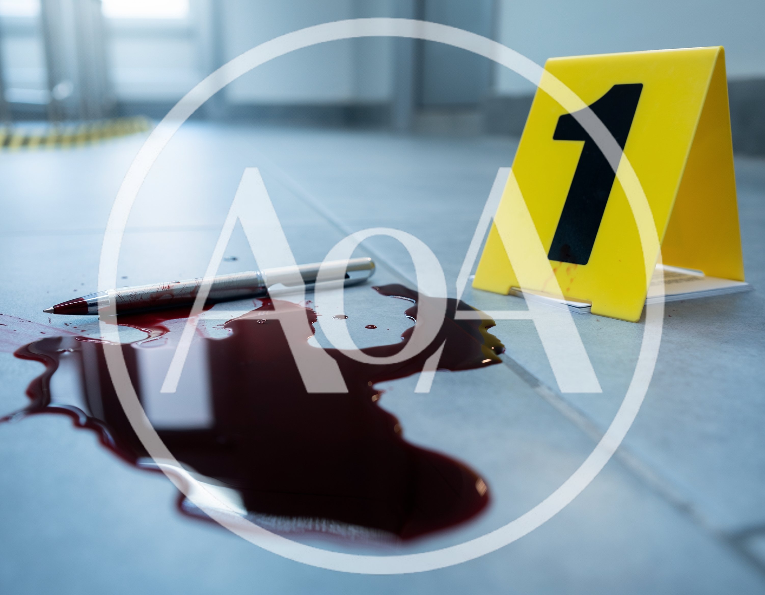 Crime Scene Evidence Marker With Blood And Pen