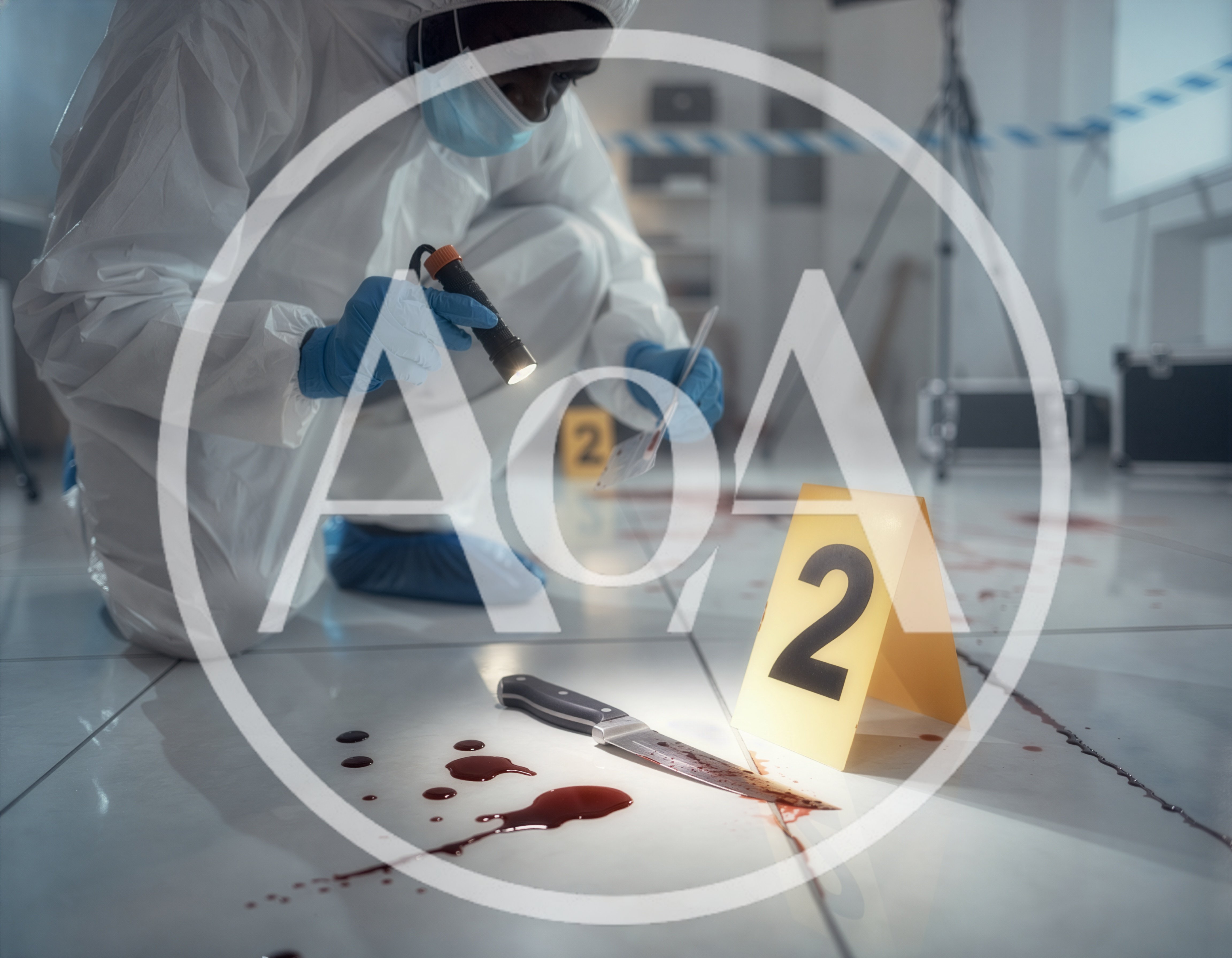 Forensic Investigator Examining Evidence At A Crime Scene
