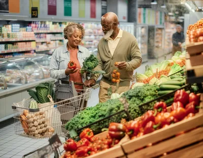 Senior Couple Shopping for Fresh Produce in Supermarket