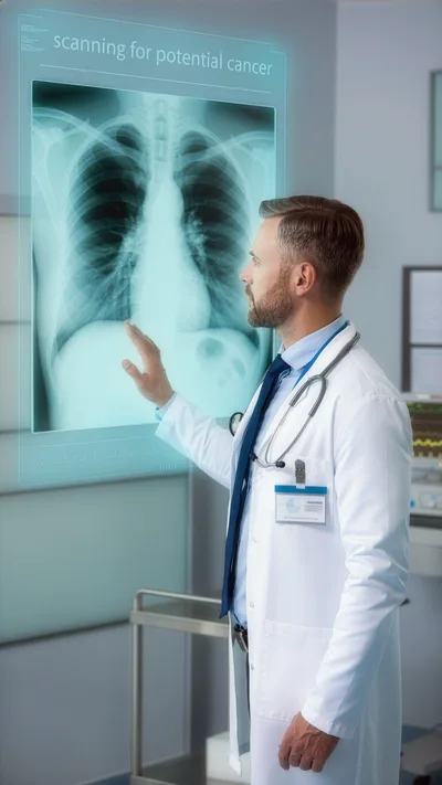 Doctor Examining Digital Chest X-Ray Scan