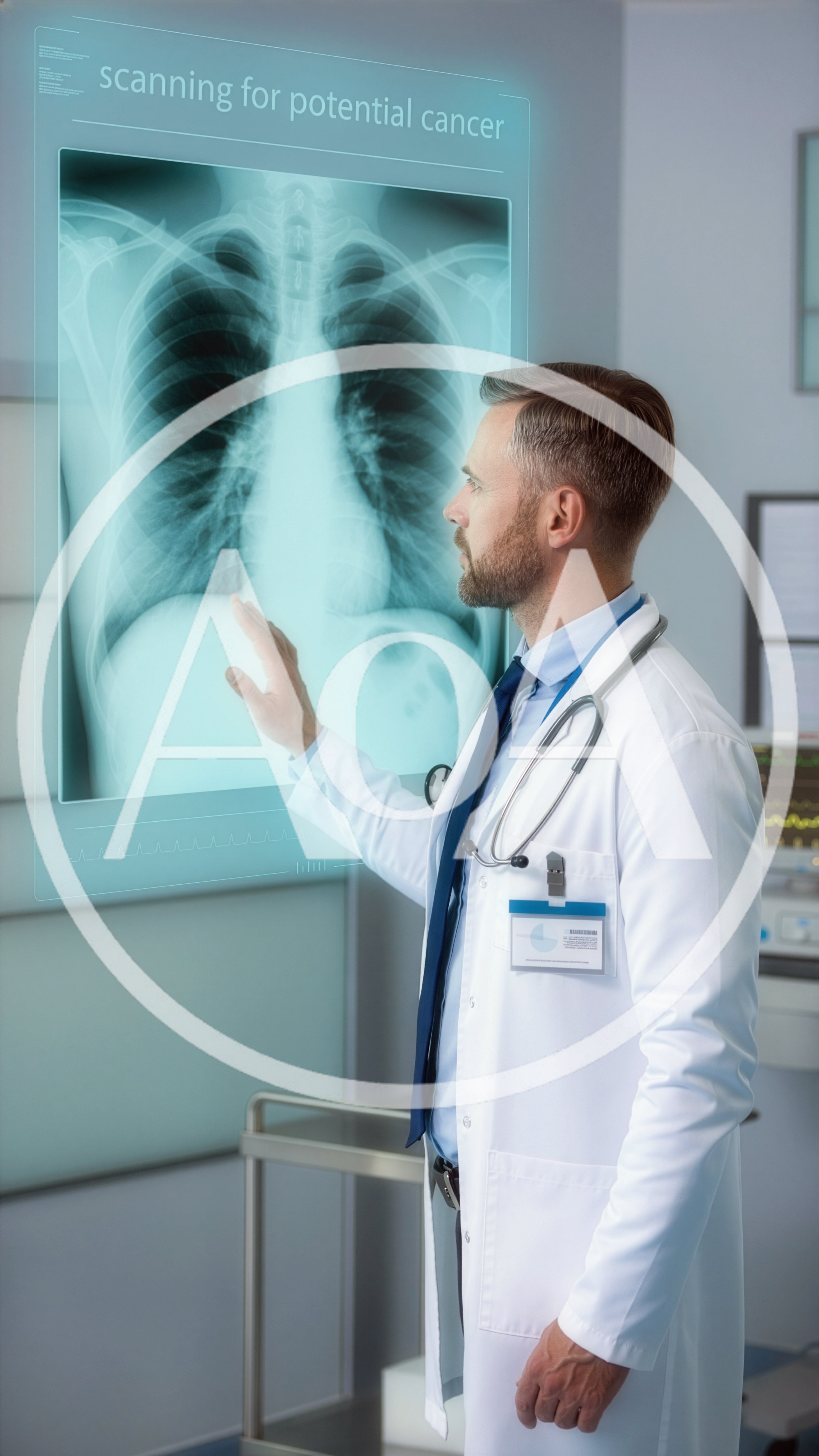 Doctor Examining Digital Chest X-Ray Scan