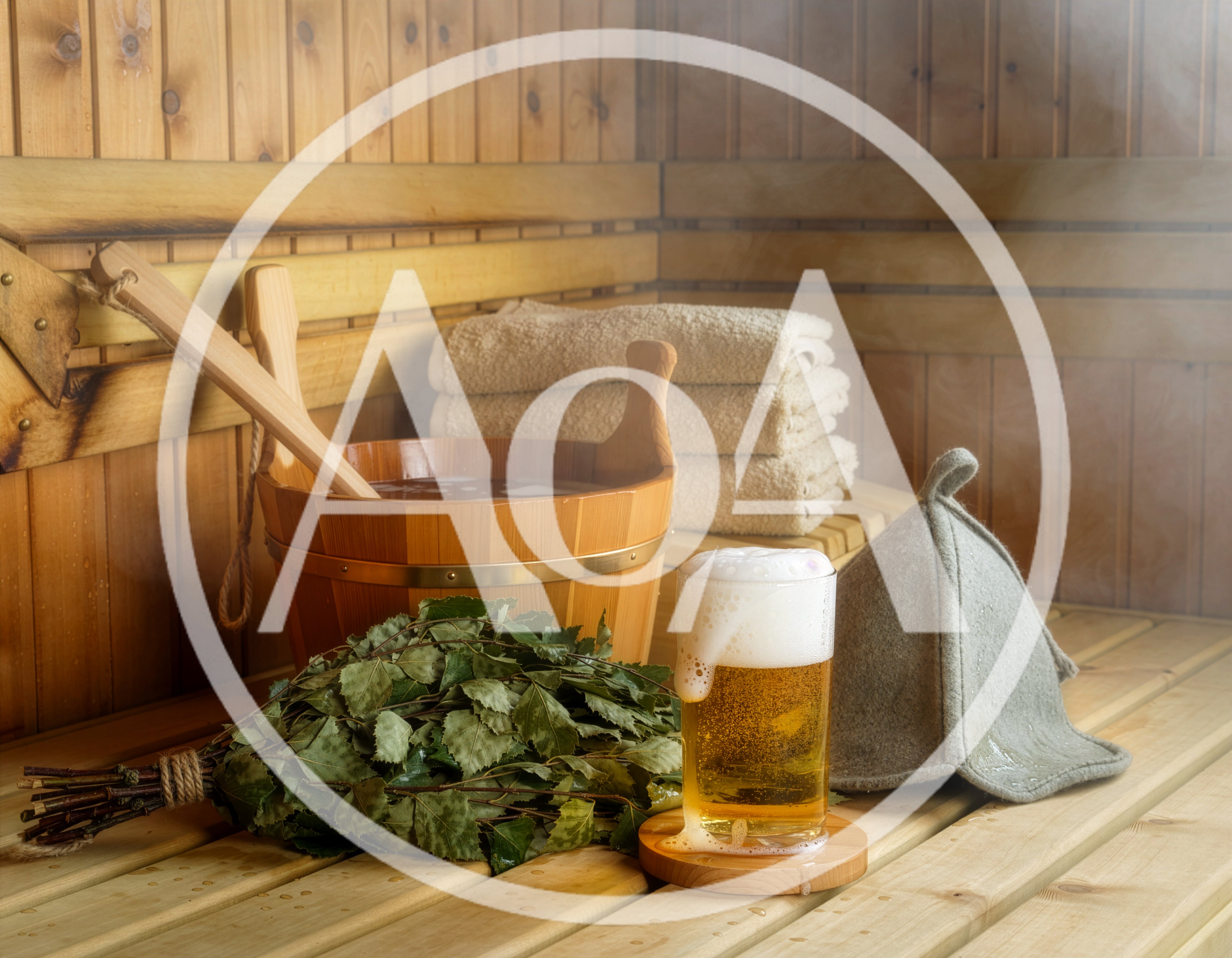 Sauna Accessories With Beer And Birch Whisk