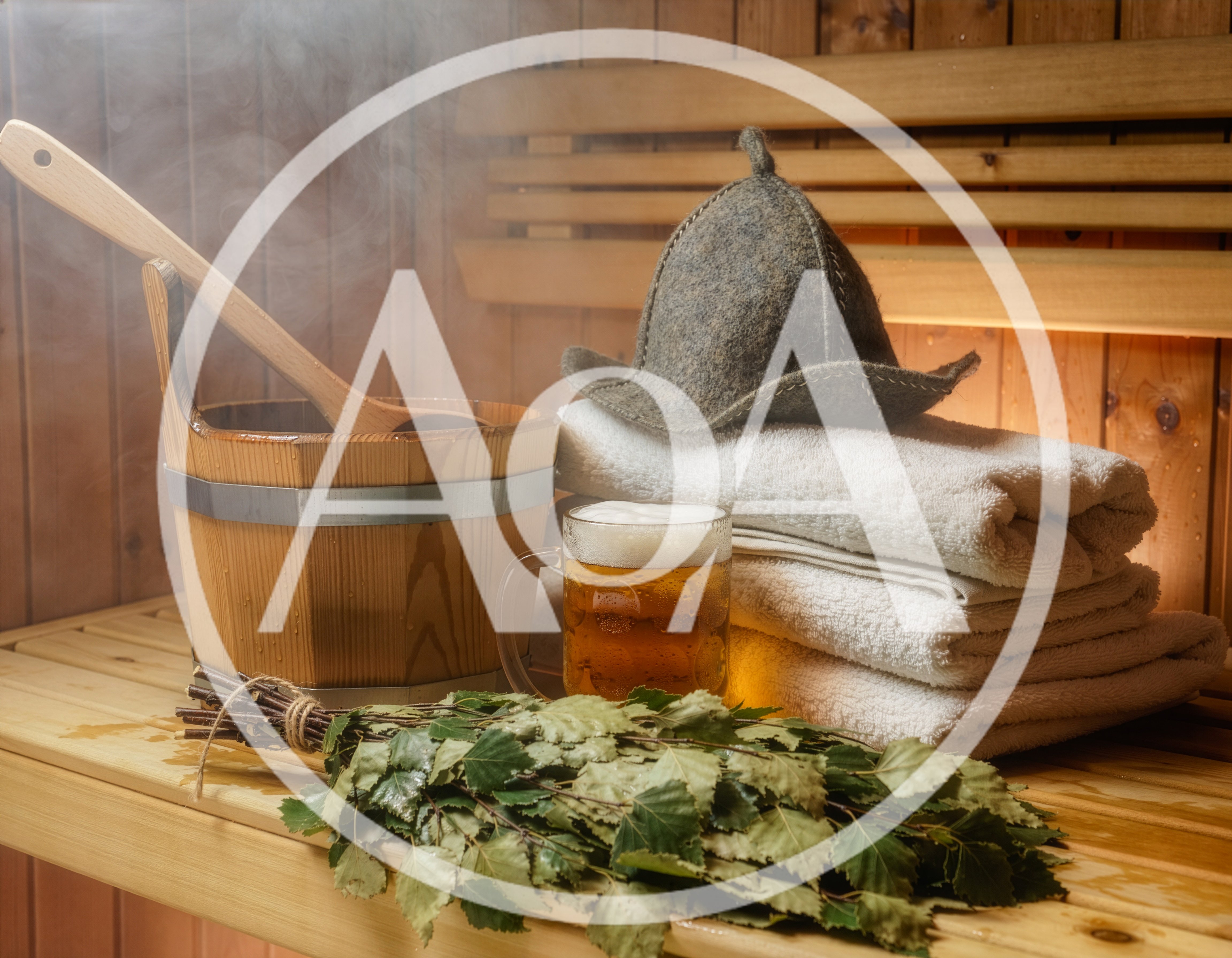 Sauna Accessories With Beer Mug And Birch Whisk