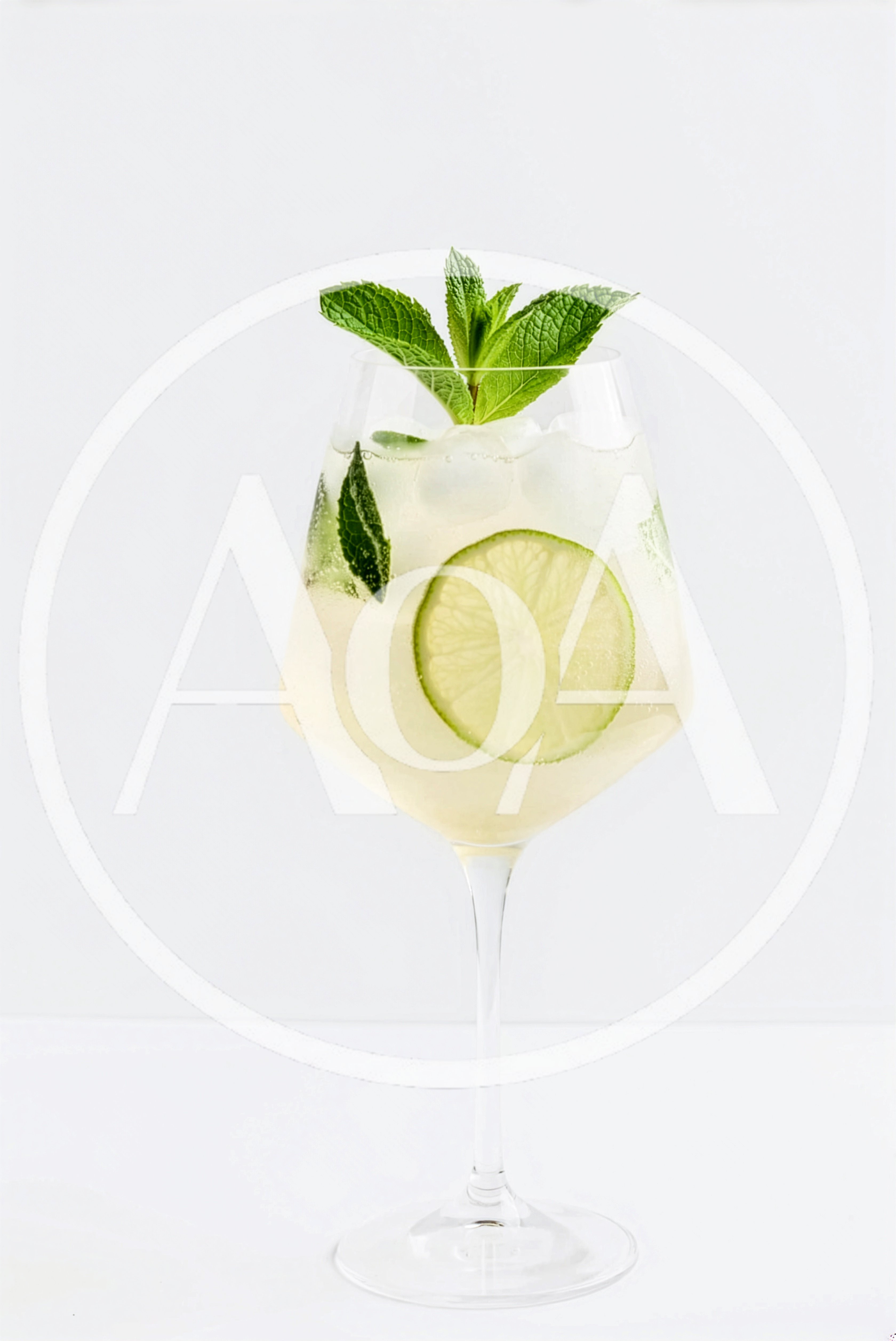 Refreshing Lime and Mint Cocktail in Wine Glass