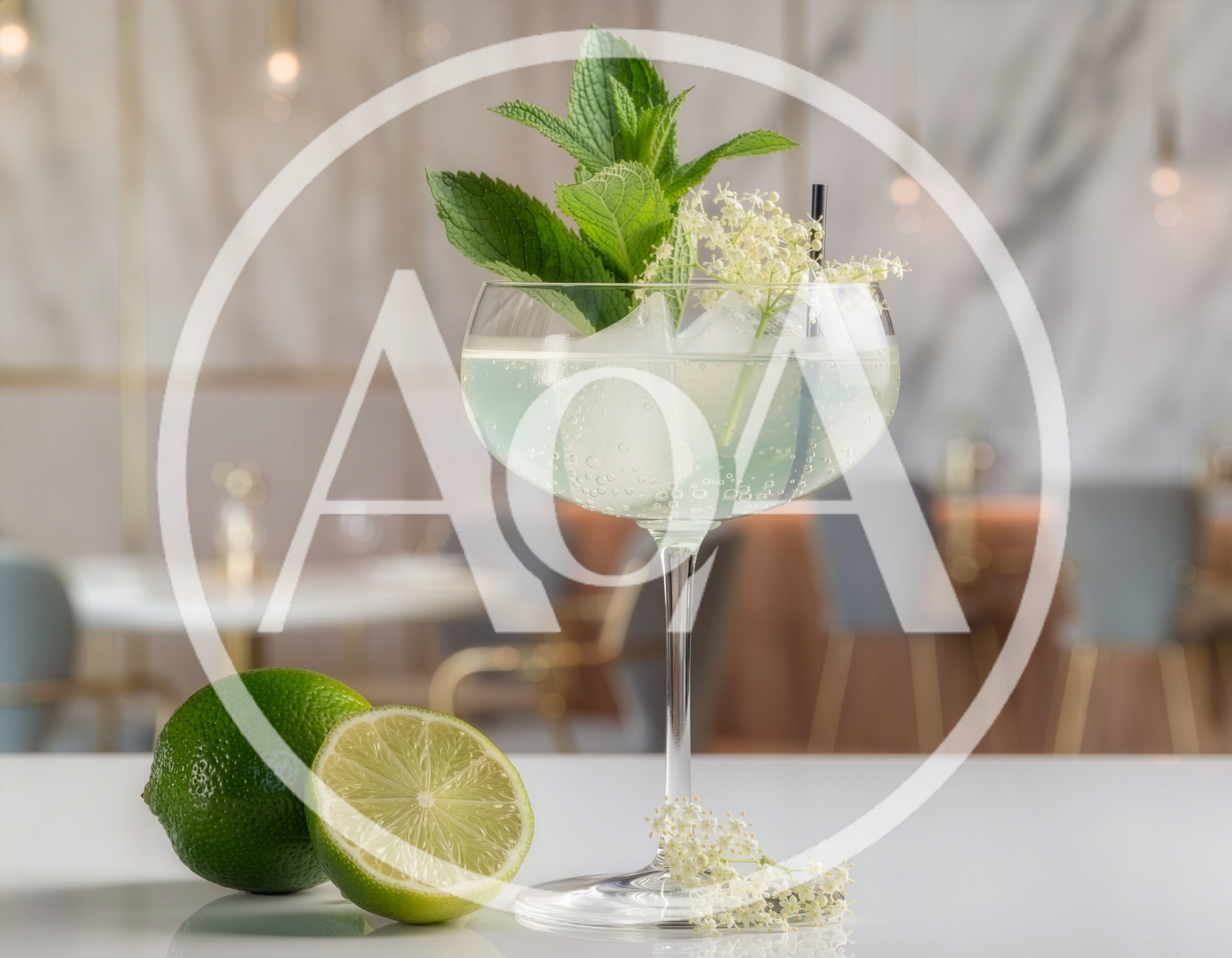Refreshing Elderflower Cocktail With Lime And Mint Garnish