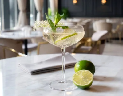 Elegant Elderflower Cocktail With Lime Garnish