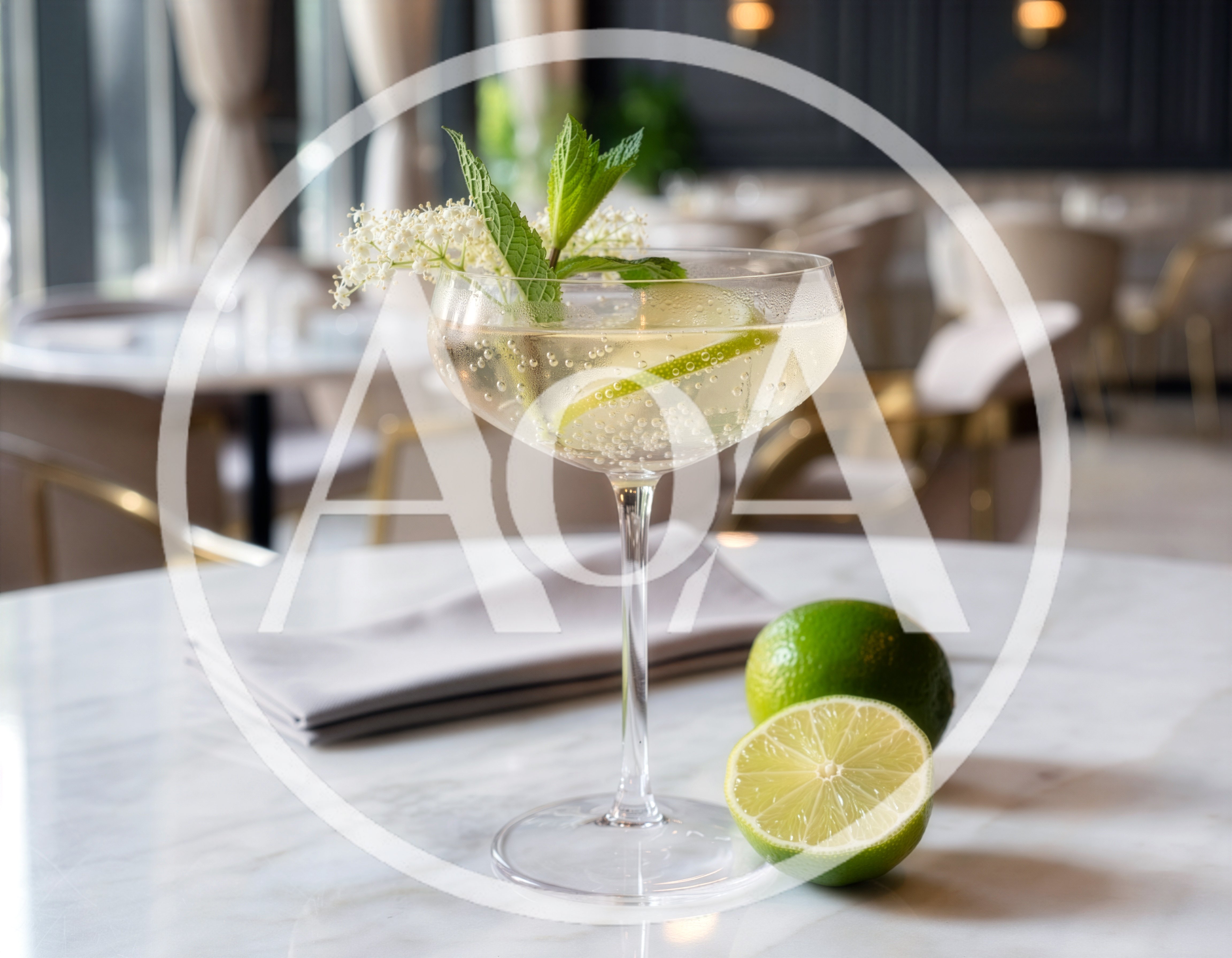 Elegant Elderflower Cocktail With Lime Garnish