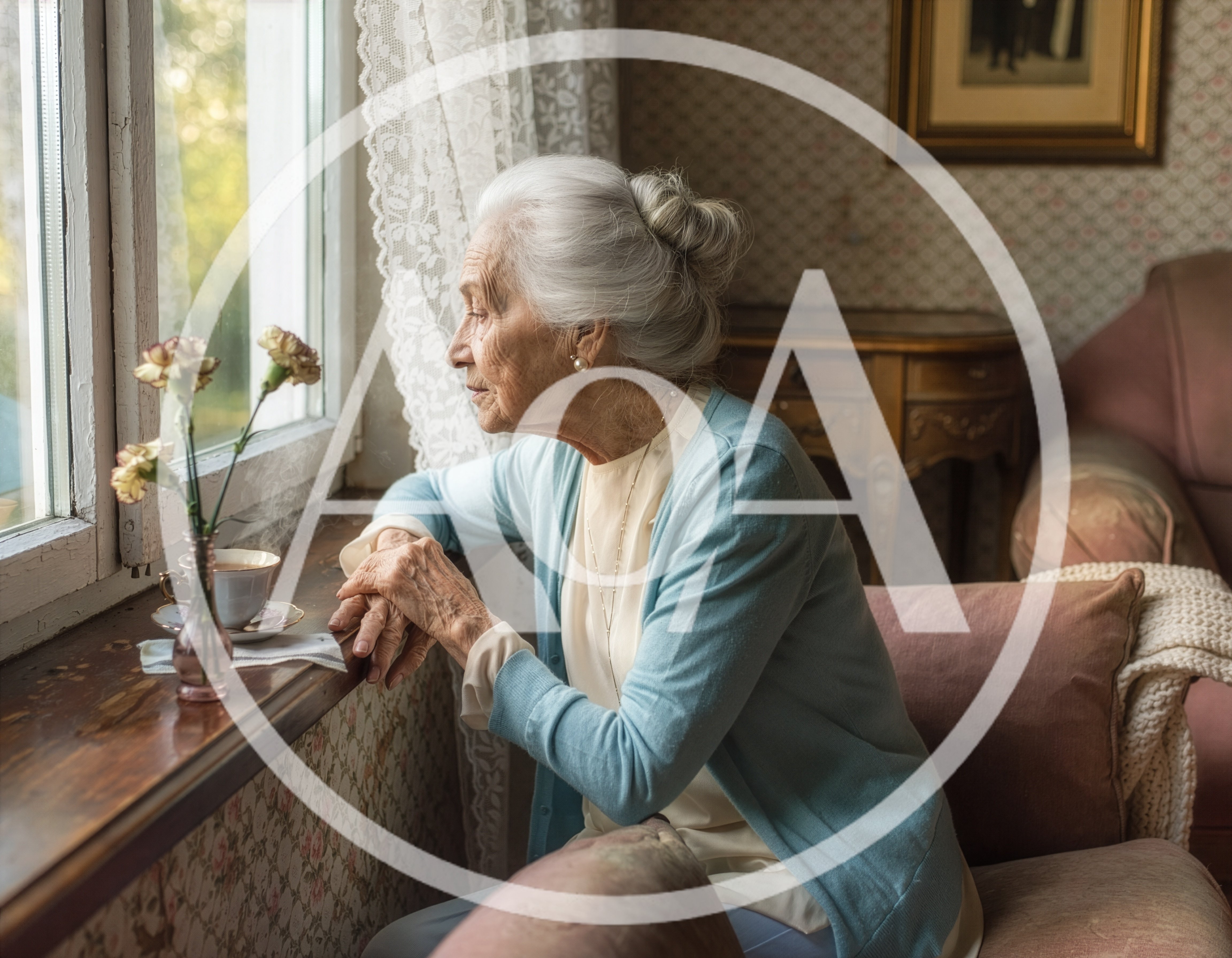 Elderly Woman Looking Out The Window