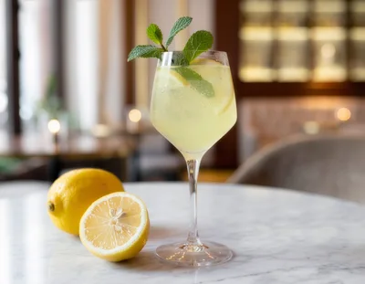 Refreshing Lemon Spritz Cocktail With Fresh Mint Garnish