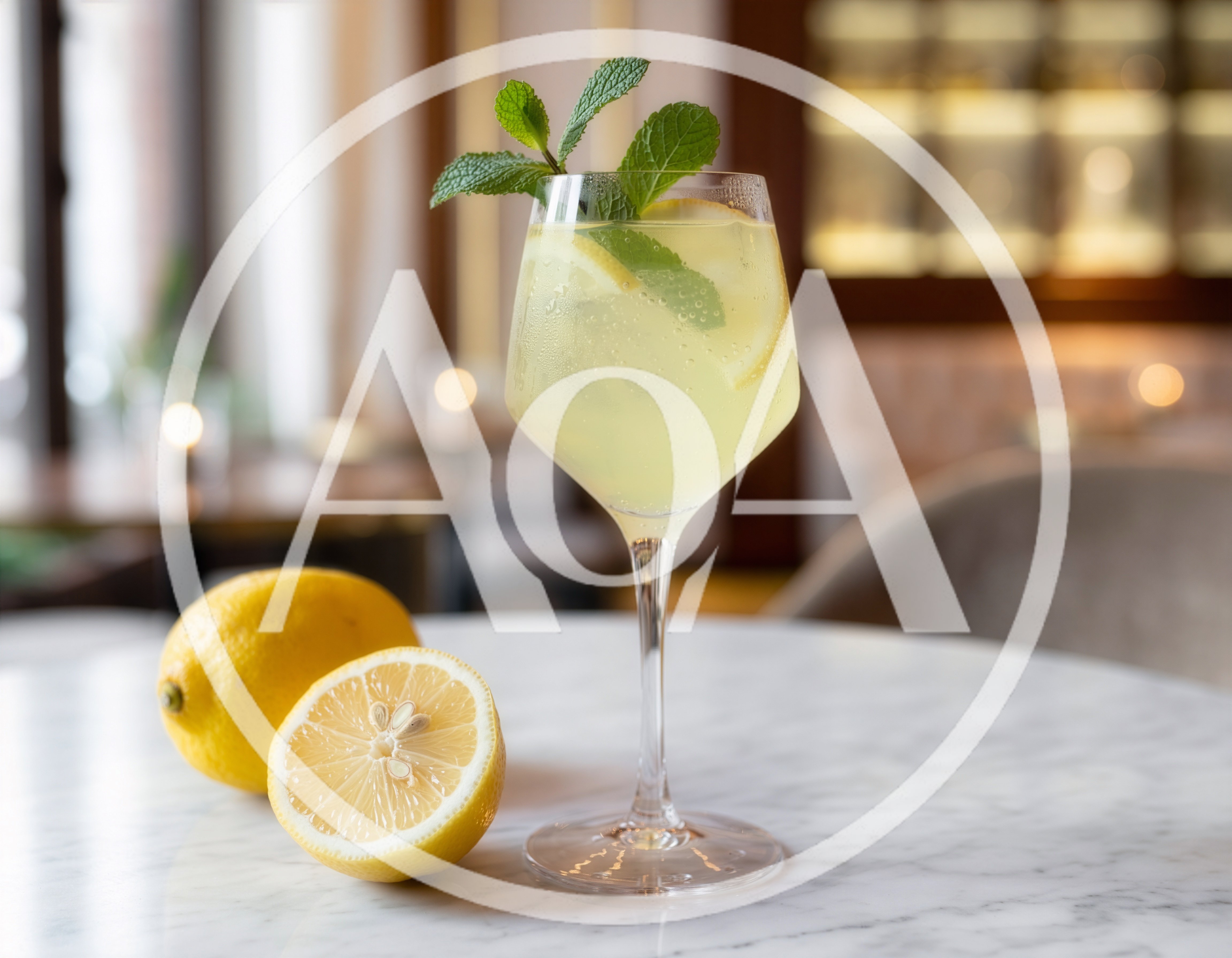 Refreshing Lemon Spritz Cocktail With Fresh Mint Garnish