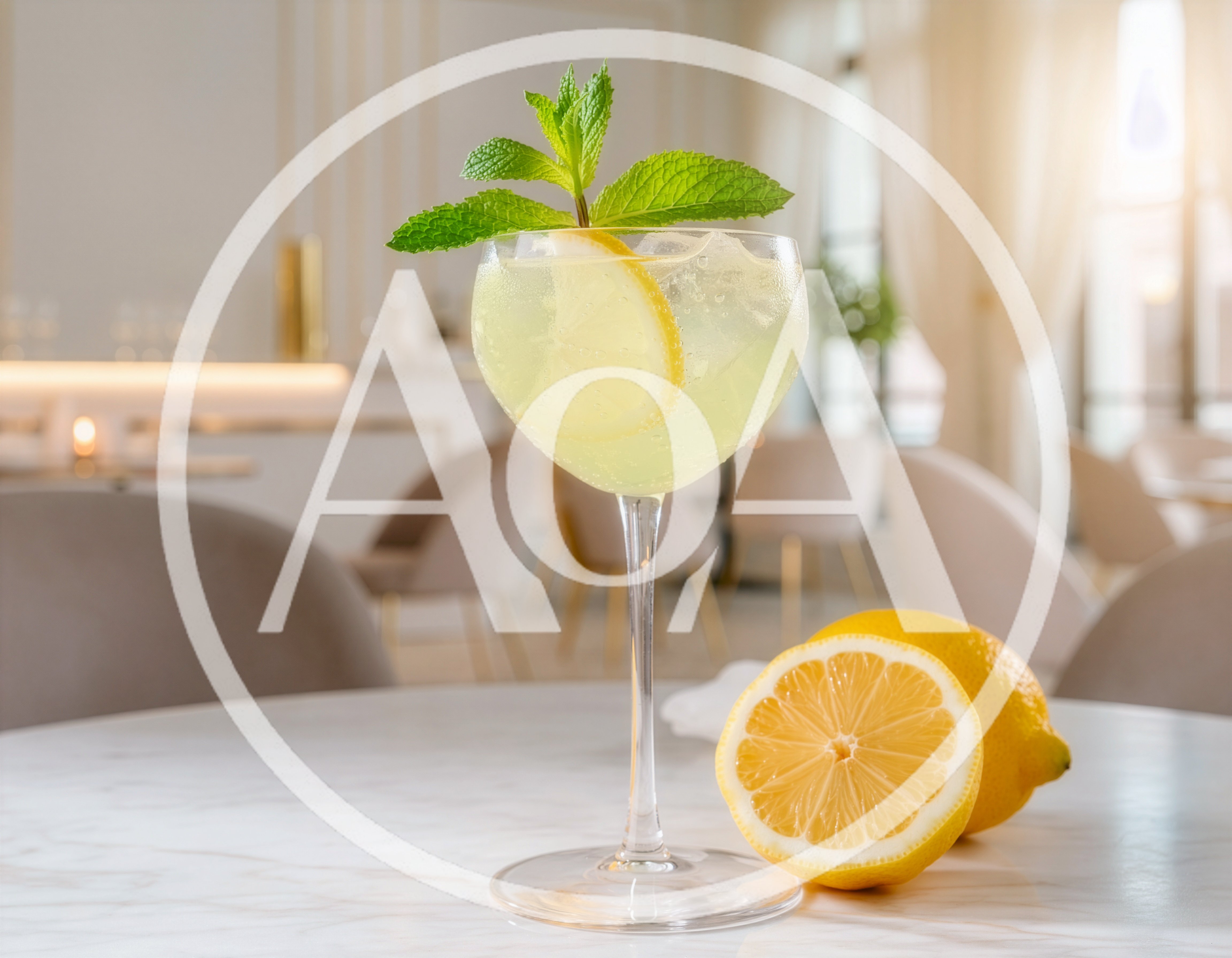 Refreshing Lemon Cocktail With Mint Garnish
