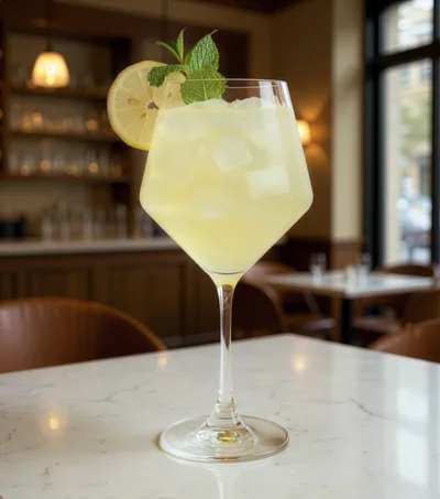 Refreshing Lemonade Cocktail In A Stemmed Glass