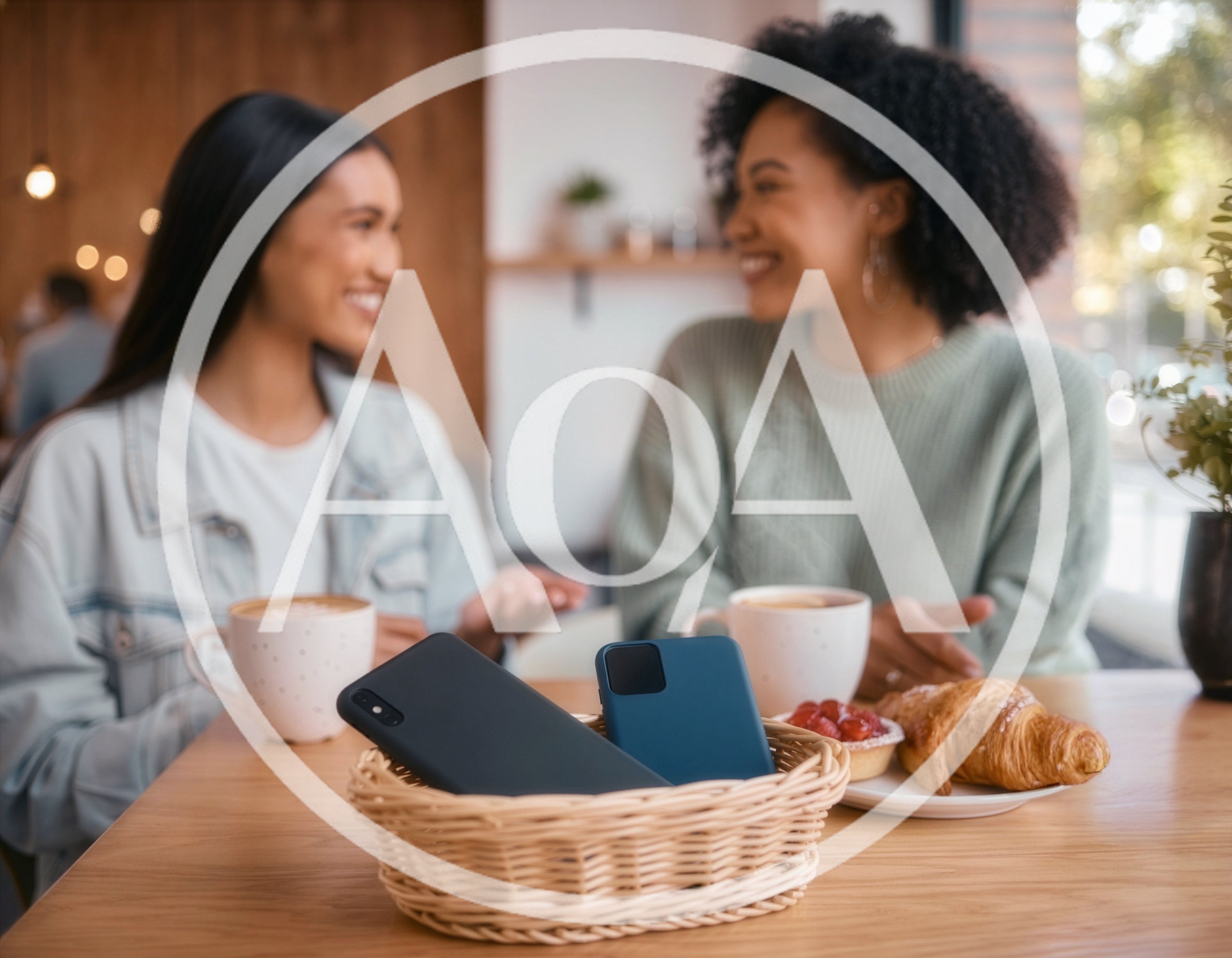 Two Women Chatting Over Coffee In A Cafe