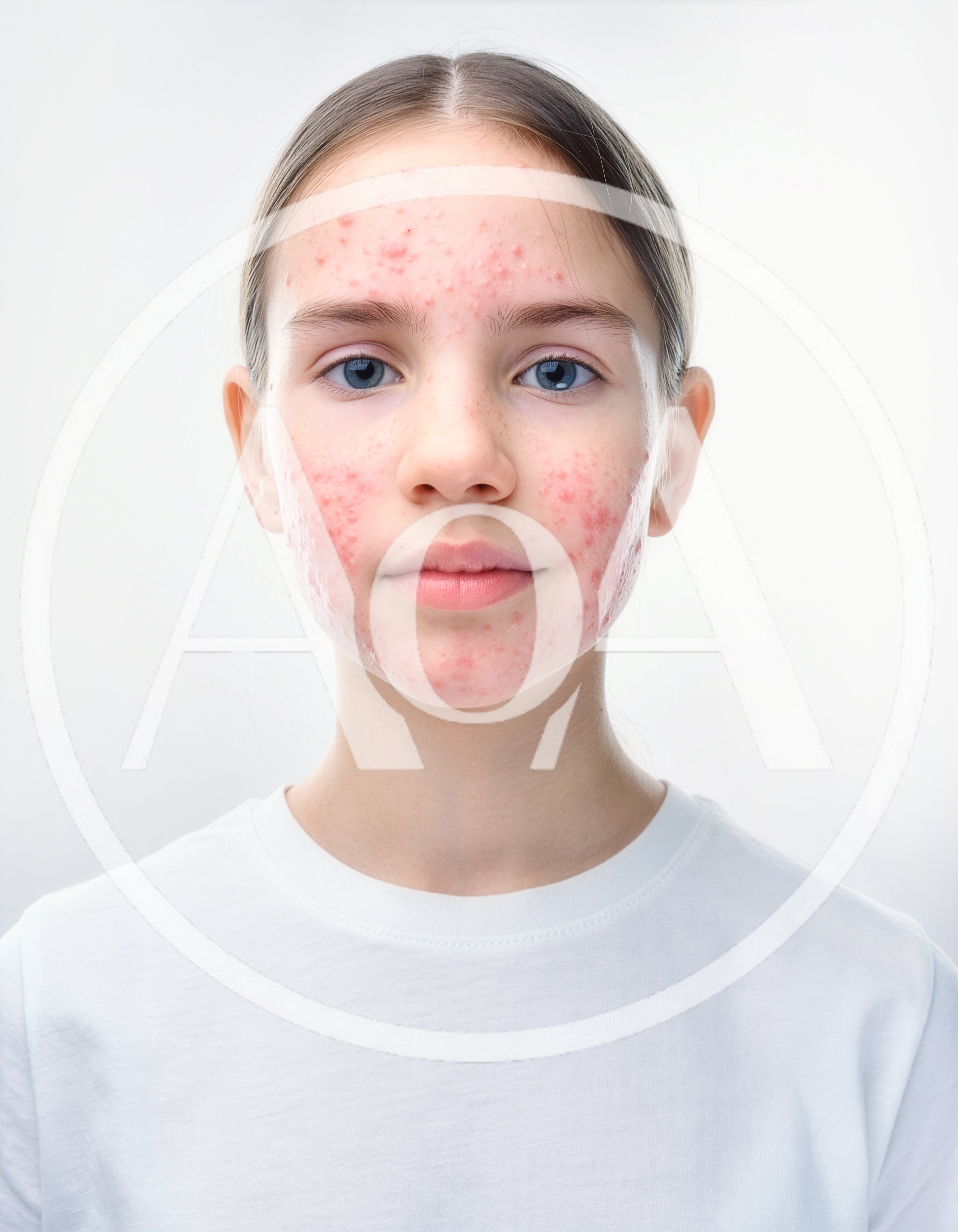 Portrait Of A Young Girl With Acne