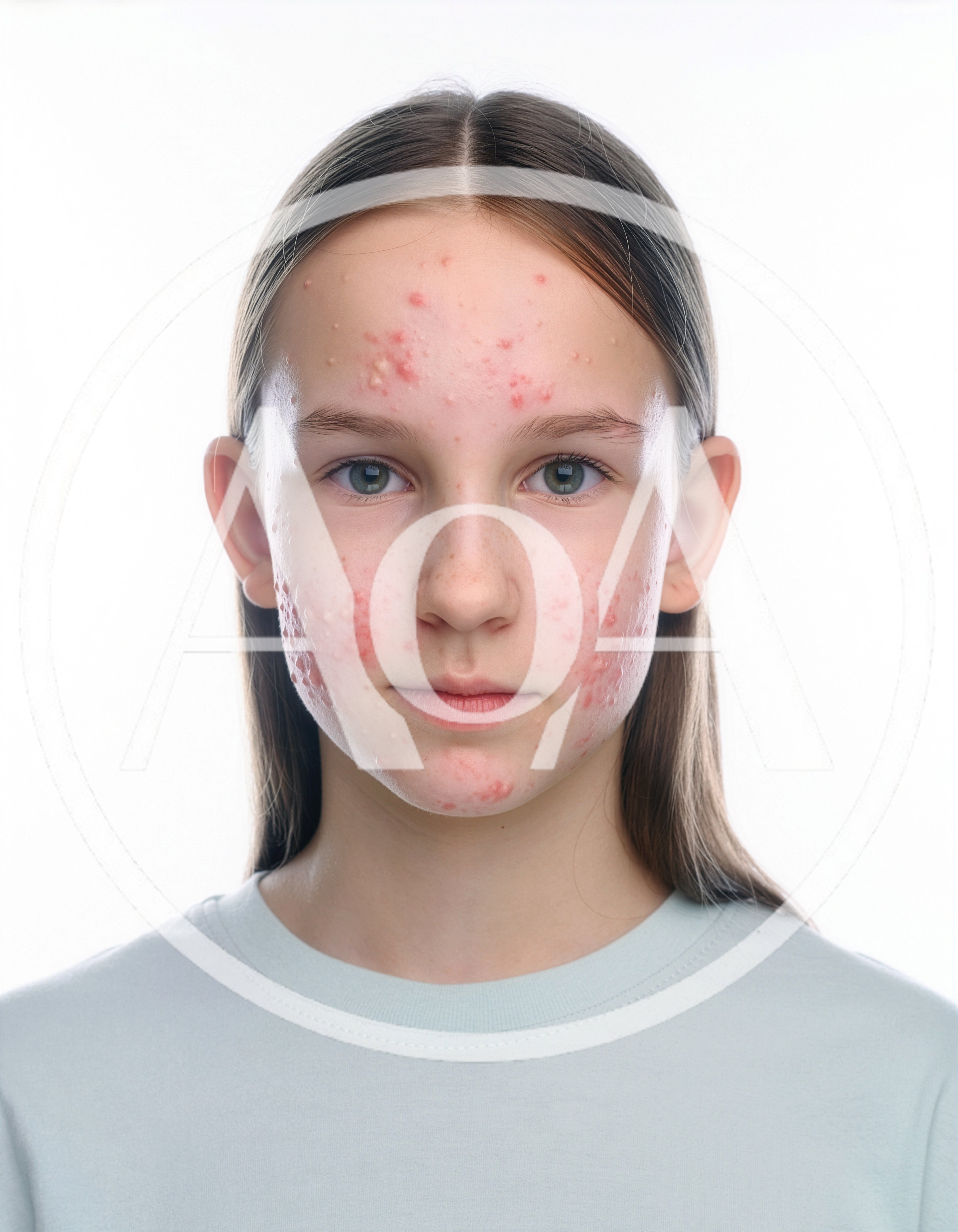 Portrait Of A Young Girl With Acne