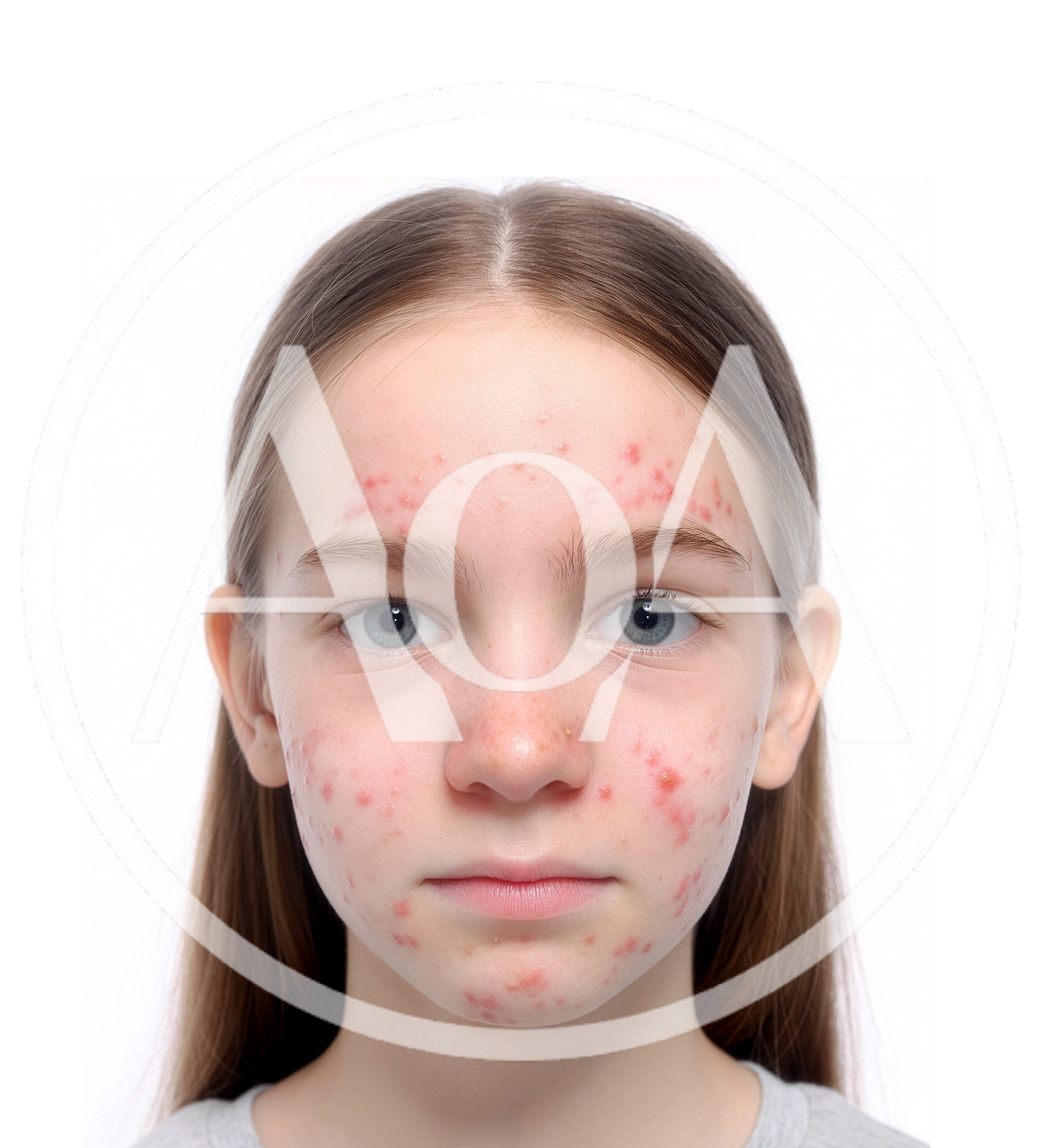 Portrait Of A Young Girl With Acne Skin Condition
